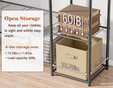 Wardrobe Closet,Portable Clothes Rack with 4 Tiers Shelves,Freestanding Closet Organizers and Storage System with Hanging Rods,Steel Clothing Rack Suitable for Cloakrooms,Bedrooms,Entrances,etc.Black