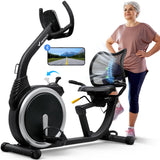 MERACH Recumbent Exercise Bike, High-end Recumbent Bike for Home, Light Commercial Recumbent Bikes for Seniors Adults, Magnetic Recumbent Stationary Bike with Smart Bluetooth and Exclusive App, LCD, Heart Rate Handle MERACH