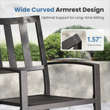 PHI VILLA 9 Pcs Outdoor Dining Set, 83" Rectangular Metal Table, Black