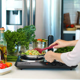 Electric Countertop Double Burner, 1700W Cooktop with 7.25" | Portable Cooking Stove and Easy to Clean Stainless Steel Base, Black OVENTE