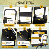 Heavy-Duty Foldable Platform Cart with 6 Wheels & 2000LB Capacity - 360° Swivel & Fixed Casters, Collapsible Push Cart Dolly