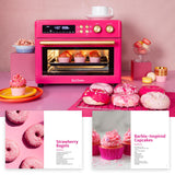 VAL CUCINA Limited Edition Happy Pink Infrared Heating Air Fryer Toaster Oven, Extra Large Countertop Convection Oven 10-in-1 Combo, 6-Slice Toast, Enamel Baking Pan Easy Clean with Recipe Book