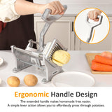 Sunvivi Commercial French Fry Cutter, Heavy Duty Potato Slicer with 3 Replaceable blades (1/2, 3/8 Inch, 6-wedge Slicer), Professional Fries Cutter for Restaurant & Home Kitchen, Stainless Steel