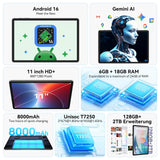 11 Inch Tablet, Android Tablet 16 with Gemini AI, 24GB RAM 128GB ROM Octa-Core Computer Tablets