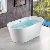 WOODBRIDGE 54" Acrylic Freestanding Bathtub Contemporary Soaking White Tub with Brushed Gold Overflow and Drain,B1702-BG