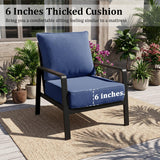 LOOFRA 6" Thick Outdoor Chair Cushions, 24 x24 Inch Patio Furniture Cushions Set of 6 with Water Resistant & Removable Cover, UV Resistant, 30D High Density Sponge Patio Cushion, Blue