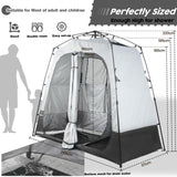 Porayhut Portable Camping Shower Tent Deluxe Changing Room Easy Set Up Privacy Shelter,Large Toilet Tent 2 Rooms with Floor Drain Design for Beach, Camping,Hiking with Stakes and Ropes for Stability