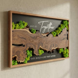 MIODUO DECOR Custom Wood Moss Sign - Personalized Entryway Decor, Rustic Family Name Solid Wood Art - 35"x16"