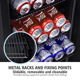 Tylza Beverage Refrigerator 15 Inch Wide, Mini Fridge Stainless Steel Under Counter Beverage Cooler, 130 Cans Beer Fridge