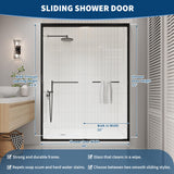 44-48 in. w x 72 in. h Semi-Frameless Double Sliding Shower Door, Clear Tempered Glass, Matte Black Frame for Walk-in Shower, Space-Saving Solution for Tight Bathrooms