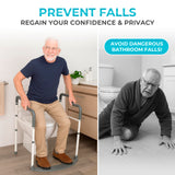 Stander Wonder Toilet Safety Rails for Seniors, Adjustable Detachable Toilet Frame with Padded Handles for Elderly Adults, Foldable Handicap Support Rail with Footrest, Fits Any Toilets