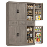 HITHOS Tall Kitchen Pantry Storage Cabinet w/Drawers & Shelves, Ash Gray