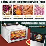 Stainless Steel Food Dehydrator Machine With Digital Timer, 800W Power, Large Trays For Jerky, Fruit, Vegetables, Herbs, Meat And Dog Treats, 360° Even Drying Technology(12Layers)