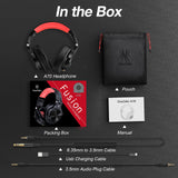 Over Ear Headphones, Wireless Headphones w/ 72H Playtime, Hi-Res, 3.5mm/6.35mm Wired Audio Jack - Red OneOdio