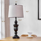 SAIWEYA 27.5" Set of 2 Farmhouse Table Lamps for Bedroom, 3 Way Dimmable Bedside Lamp with 2 USB +AC Outlet Nightstand Lamps for Living Room Resin Rustic Touch Lamps