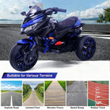 12V Electric Kids Motorcycle for 3-8 Year Old Boys Girls, 3-Wheel Ride-On Toy Motorbike with Lighting Wheels, Music Player (Connect with Phone) and Hand Drive (Blue)