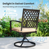 PHI VILLA 9 Pcs Outdoor Dining Set, 57.5" Metal Table & Swivel Chairs