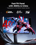 KTC 25M1 400Hz Gaming Monitor, Fast TN 24.1 Inch FHD PC Monitor 240Hz, 0.5ms GTG, Adaptive Sync, DAC, Vertical Monitors with Shielding Hood, HDMI DP Port, Tilt Swivel Pivot Height Adjustment, VESA