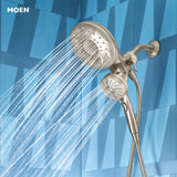 Moen Engage Multi-Function Handshower and Rainfall Shower Head Trim Combo with Handle, Tub Spout, Metal Hose and Valve, Brushed Nickel, 82304SRN