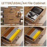 File Cabinet, Filing Cabinet fits Legal/Letter Size, 2 Drawer File Cabinets for Home Office with Lock
