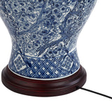 Barnes and Ivy Shonna Traditional Asian Chinese Ginger Jar 3-Way Table Lamps with Table Top Dimmer 27" Tall Blue Porcelain White Shade for Living Room Bedroom House Bedside Nightstand Home Office