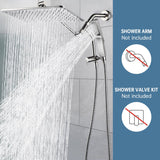 G-Promise All Metal 14 Inches Rain Shower Head with Handheld Built-in Power Wash Mode, 3-way Diverter with Pause Setting, 11 Inches Adjustable Extension Arm, Long Hose (Brushed Nickel, 14 Inches)
