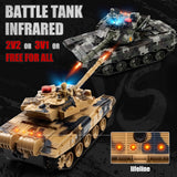 1/24 Remote Control Tank, 2.4Ghz Russian T-90 RC Tank & 330° Turret Rotation， 2× Rechargeable Batteries Army Toys for Boys, Infrared Battle Toy with Lights, Smoke and Sound Effect Gift for 4+ Kids.