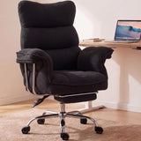 Dowinx Big and Tall Office Chair, Ergonomic Desk Chair with Thick Cushion, Wide Seat & Armrests Computer Gaming Chair,High Back Reclining Teddy Fleece Criss Cross Chair with Foot Rest, Black