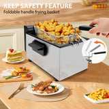 Pukomc Deep Fryer 3 Liter Capacity,1500W Oil Fryer with Adjustable Temperature,Viewing Window,Detachable Frying Basket,Made of Stainless Steel Material and Easy to Clean
