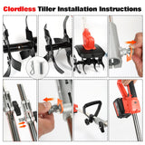 Cordless 2-in-1 Tiller & Weed Whacker Combo, 800W Brushless Motor, 12"x9" Rototiller, 8" Trimmer, 2x21v 6.0Ah Battery, Electric Weed Eater & Garden Tiller, Perfect for Lawn Care & Gardening Tools