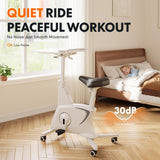 FLEXISPOT Exercise Bike with 2D Desktop, Space Saving Under Desk Bike with Removable Desk, Stationary Bikes Upright Indoor Bikes with 8 Level Magnetic Resistance Upgraded Pro Flywheel, V9 White