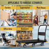 Heavy-Duty Foldable Platform Cart with 6 Wheels & 2000LB Capacity - 360° Swivel & Fixed Casters, Collapsible Push Cart Dolly