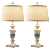 SAIWEYA 23" Farmhouse Table Lamps Set of 2, 3 Way Dimmable Lamps with 2 LED Bulbs and Rocker Switch, Vintage Nightstand Lamp for Bedroom Living Room Office End Table Entryway, Washed Blue