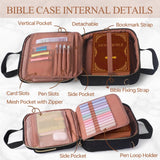 KOUDGY Bible Cover Case for Women Elegant Carrying Bag with Handles & Shoulder Strap Large Bible Storage Bag–Includes Bible Study Supplies Highlighters(Black, XL)