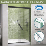 GETPRO Shower Door Double Sliding 57-60 in. W x 72 in. H Semi-Frameless Bypasss Bathroom Glass Shower Sliding Doors,1/4 inch Clear Tempered Glass Door for Walk-in Shower Matte Black
