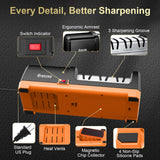 2026 New Electric Knife Sharpener for Kitchen Knives, with 100% Diamond Abrasives and Precision Angle Guides, 3-Stage Professional Automatic Quickly Sharpening/Polishing, Black/Orange