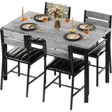 Dining Table Set for 4, Wood Kitchen Table with Upholstered Chairs for Kitchen Room and Small Spaces