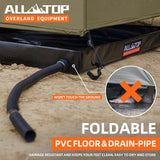 ALL-TOP Awning Shower Room w/Foldable Floor Mat, 3.3ft x 3.3ft, Privacy Shelter Restroom w/Roof, LED Light, Drain Pipe, Carside Bathroom