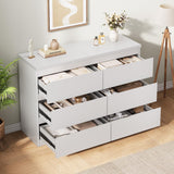 Jocoevol White 6 Drawer Dresser for Bedroom, 15.3" D x 47.2" W x 32.3" H in Simply Modern Chest of Drawers, Wood Storage Double Dresser with Deep Drawers for Living Room, Hallway Entryway, White