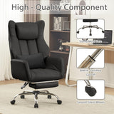 Cross Legged Office Chair with Footrest,Big and Tall Leather Executive Chair with Reversible Armrest