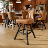 Ollega 26" Brown Swivel Counter Height Bar Stools Set of 4, 18.9" Wide Seat
