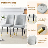 Vohuai Round Dining Table Set for 4, 45''Marble Grain Dining Room Table Set for 4 with Upholstered Chairs, Modern Dinner Table Set for Kitchen Dining Room