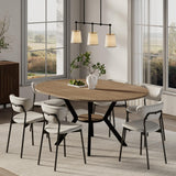 Extendable Round Dining Table with Built-in Flip Leaf, Modern Oval Kitchen Table for 4-6, Space-Saving