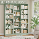 Triple Wide Bookshelf, 6 Tier Large Bookshelf, Bookcase with 17 Open Display Shelves