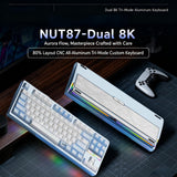 ZMX NUT87 Aluminum Custom Mechanical Keyboard,Hot-Swap Gasket Structure,Triple Mode 2.4G/Bt5.0/Wired,TKL 80% RGB Backlit 10000mAh Mechanical Keyboard for Game&Office,Blue-Feathers