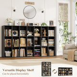 H Triple Wide Bookshelf and Bookcase, 7 Tier Tall Bookshelf with Storage, Large Bookcase with 21 Open Display Storage Shelves, Wood Book Shelf