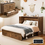 LUXOAK Full Murphy Cabinet Bed with with Storage & Charging Station