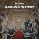 Conference Room PTZ Camera System with 20X Optical Zoom | 1080P 60fps HDMI USB Webcam TONGVEO