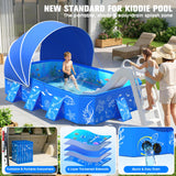 2026 Kiddie Pool with Canopy,Baby Swimming Pool for Toddler,Non-Inflatable Portable Pool for Kids,Foldable Toddler Pool with Shade,Kiddie Pool for Backyard,Pop Up Baby Beach Pool 53''×40×33''