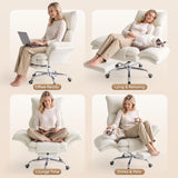 Cross Legged Office Chair with Footrest, Big and Tall Comfy Ergonomic Reclining Executive Chair Wide Seat with Flip-Down Armrests